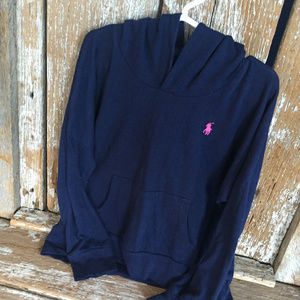 GIRLS NAVY RALPH LAUREN HOODED TOP- Size 6